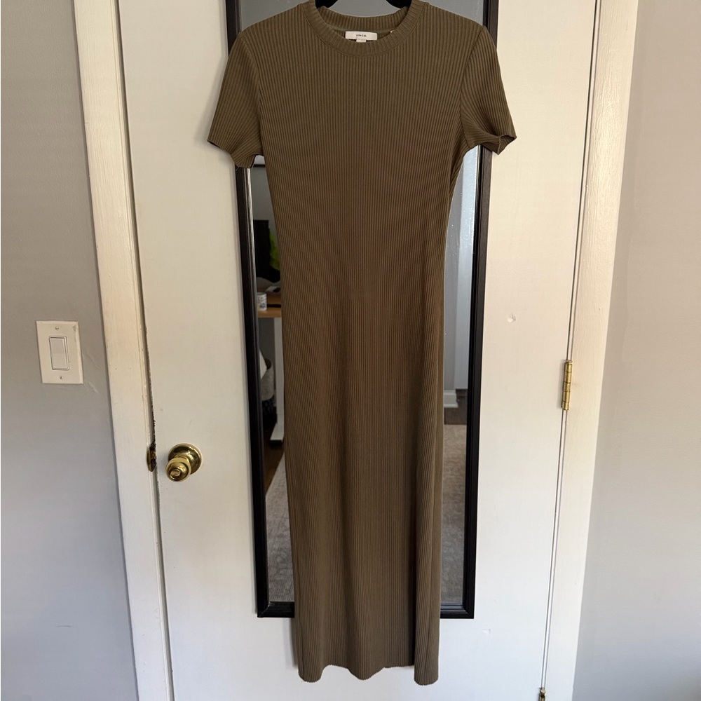Vince Rib Short Sleeve Crew Neck Dress